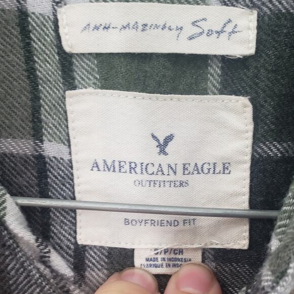 AMERICAN EAGLE Long Sleeve Plaid Button Down Top Womens Size Small S - Picture 3 of 4